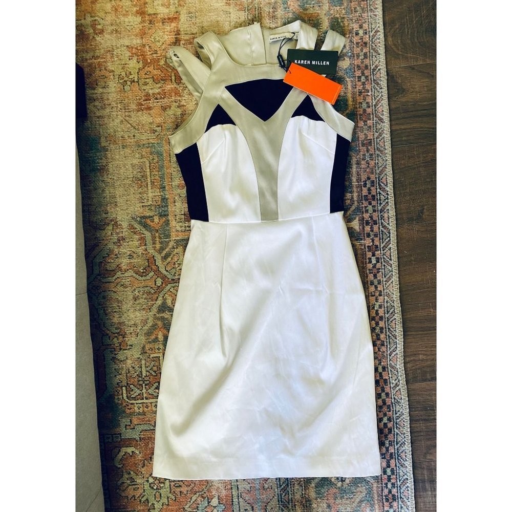 Karen Millen White and Black Midi Dress